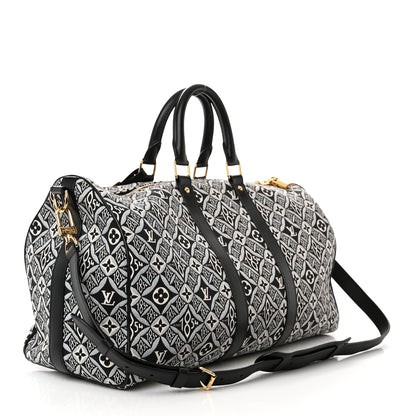 Louis Vuitton Jacquard Since 1854 Keepall Bandouliere 45 Grey 3 of 12