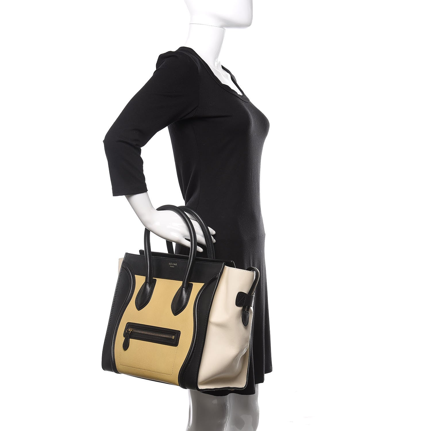 Celine Velluto Calfskin Mini Tri-Color Luggage Vanilla 2 of 11