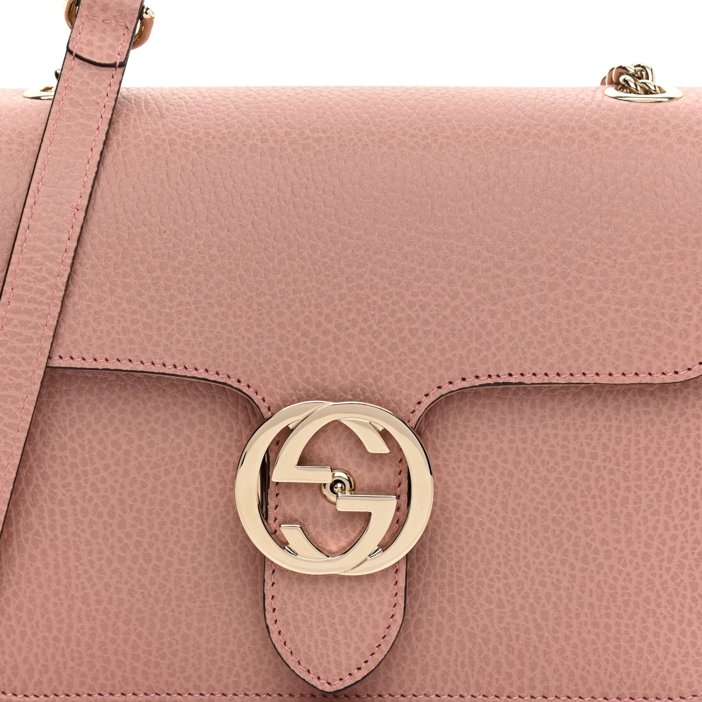 Dollar Calfskin Small Interlocking G Shoulder Bag Soft Pink