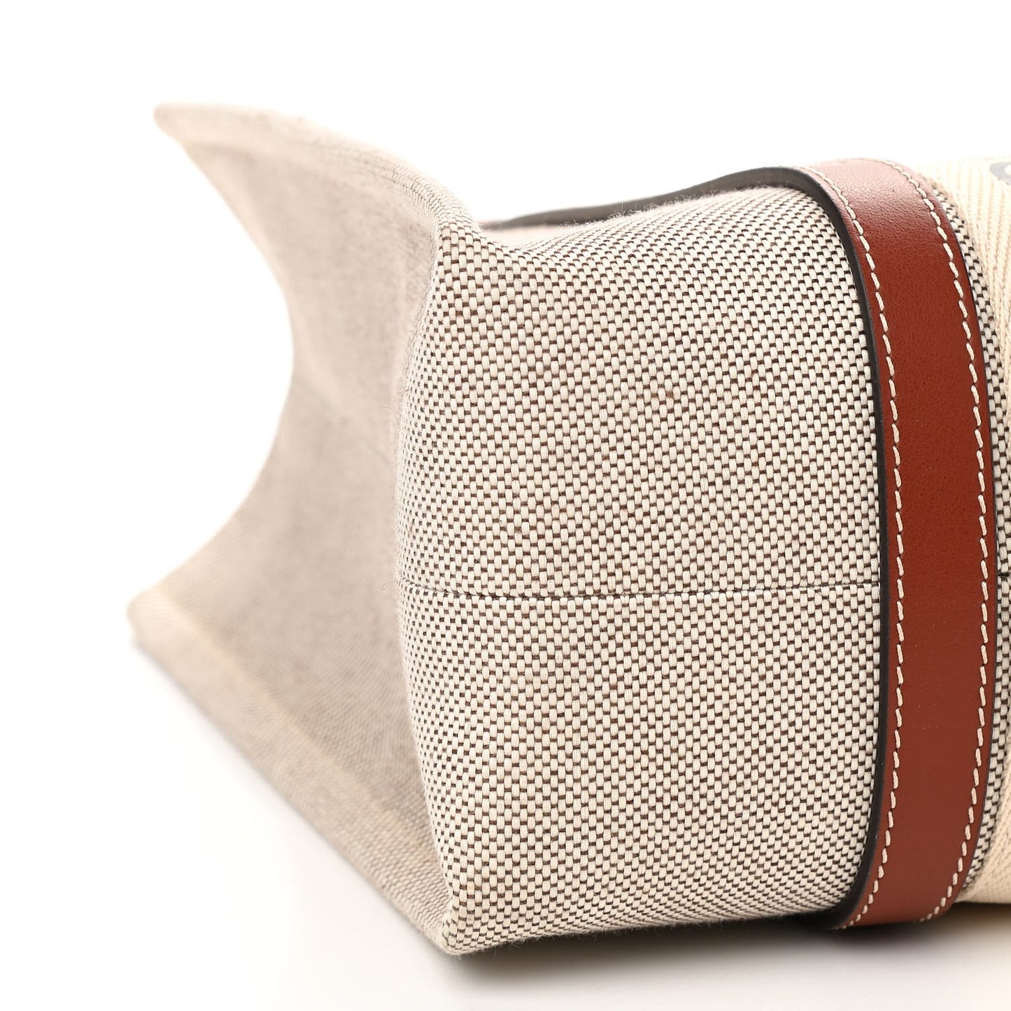 Cotton Calfskin Medium Woody Ribbon Tote White Brown