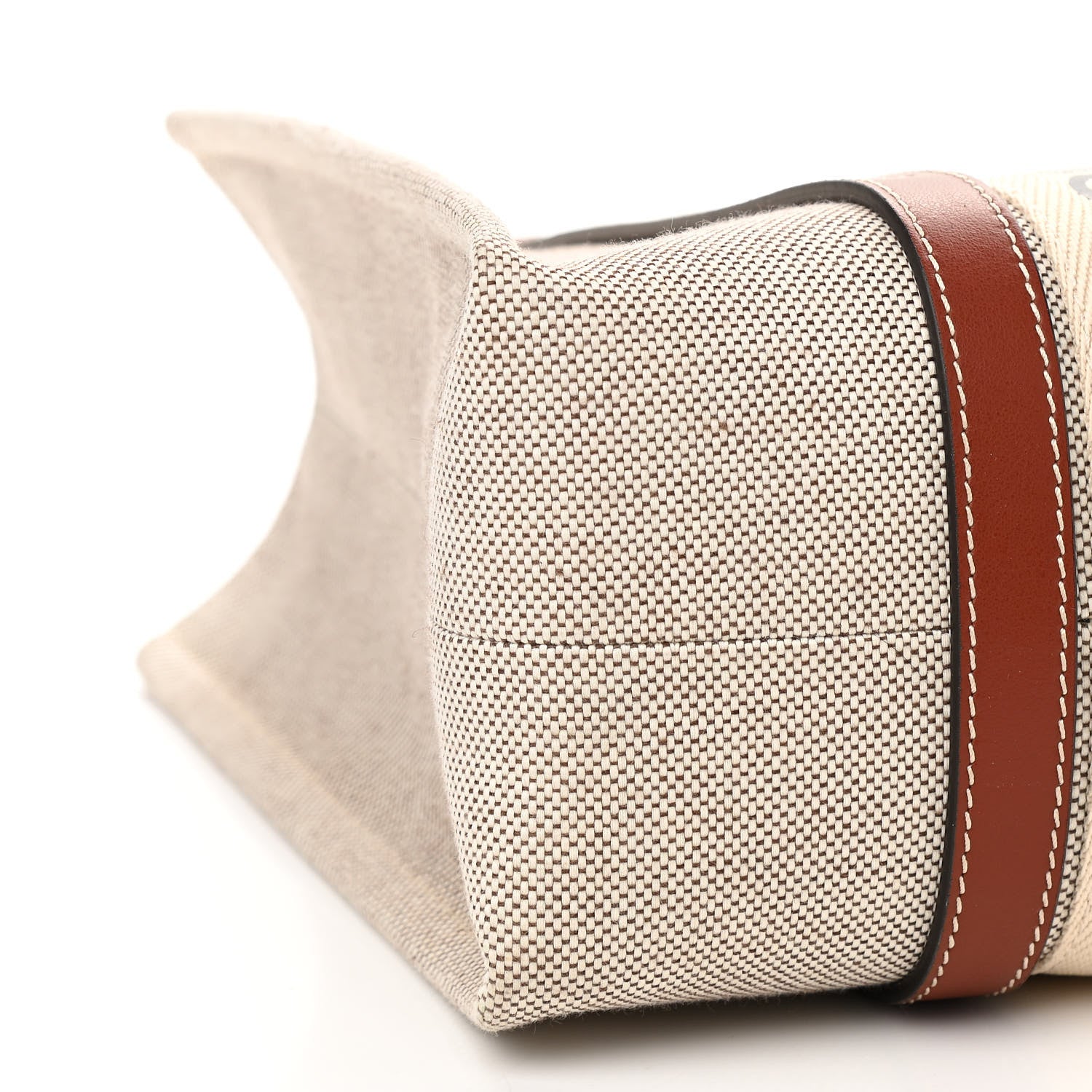 Chloe Cotton Calfskin Medium Woody Ribbon Tote White Brown 5 of 10