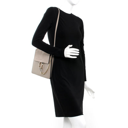 Chloe Calfskin Suede Medium Faye Shoulder Bag Motty Grey 2 of 8