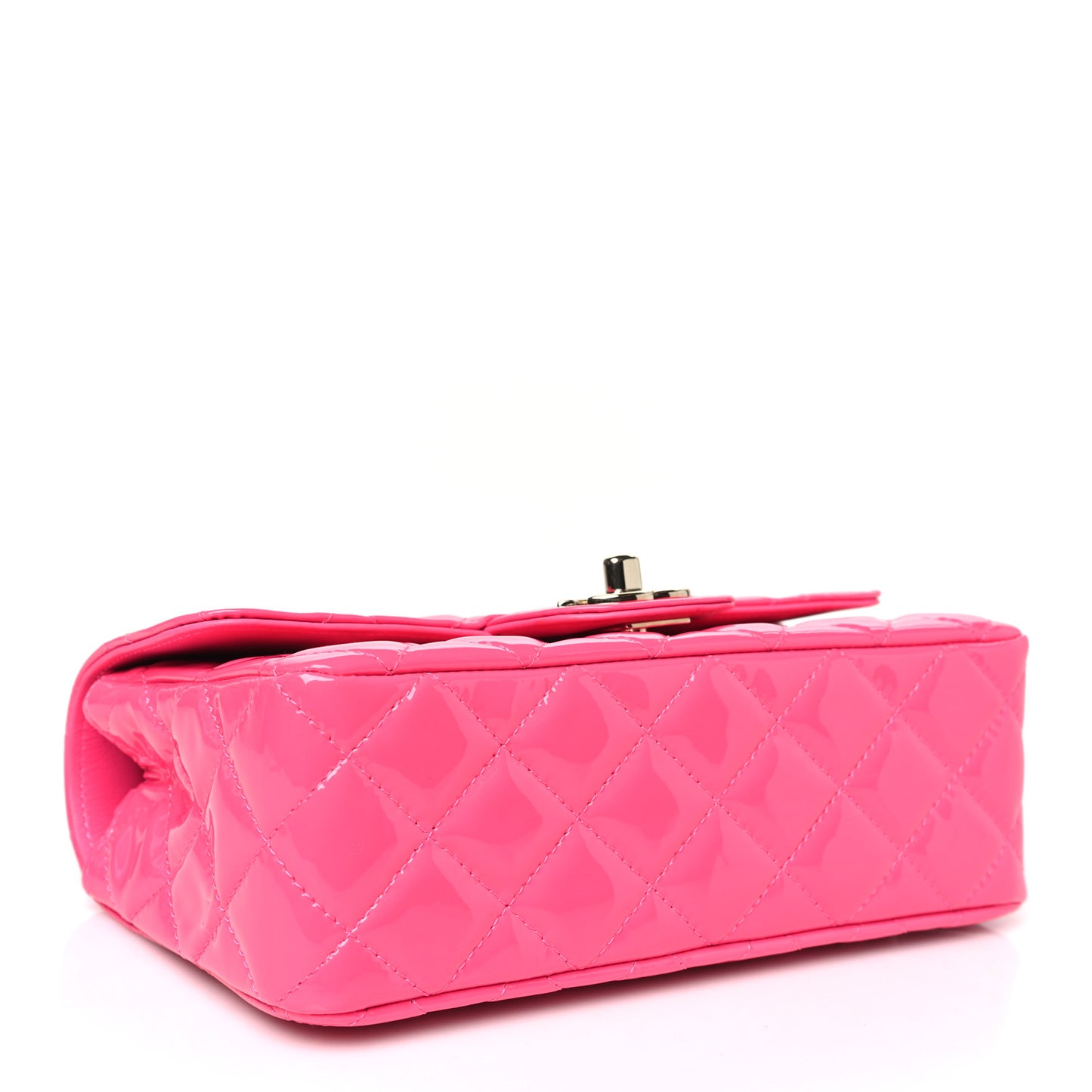 Patent Calfskin Quilted Mini Rectangular Flap Pink