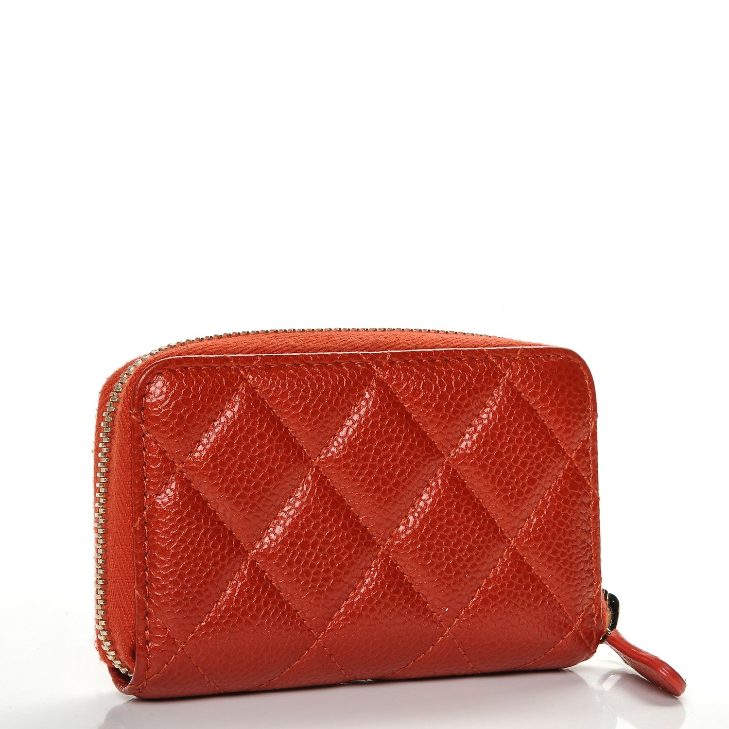 Chanel Pearly Caviar Quilted Zip Coin Purse Orange 3 of 7
