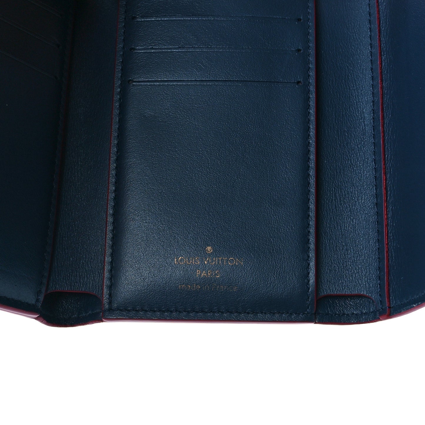 Taurillon Capucines Compact Wallet Marine Rouge