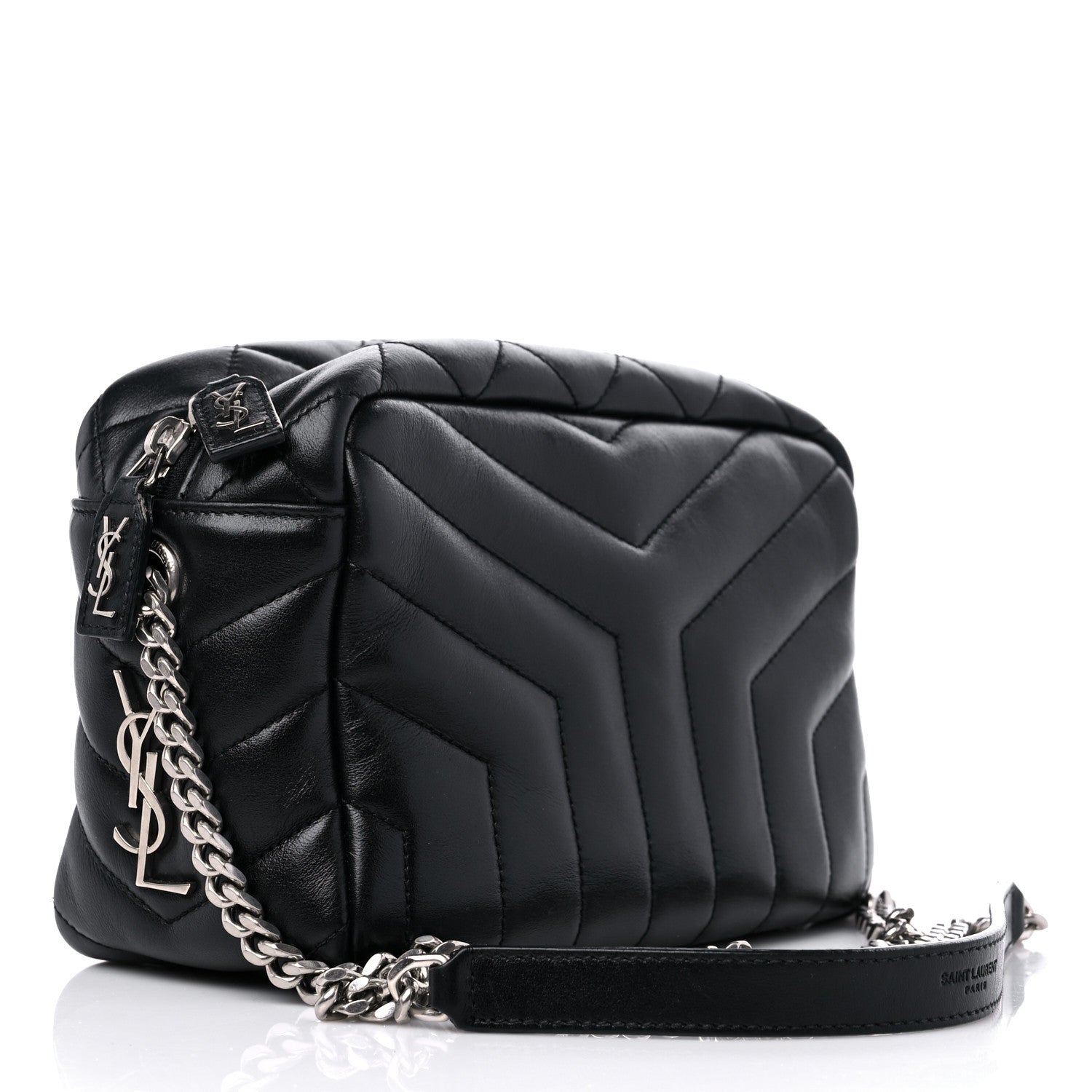 Saint Laurent Calfskin Y Quilted Monogram Small Loulou Bowling Bag Black 3 of 11