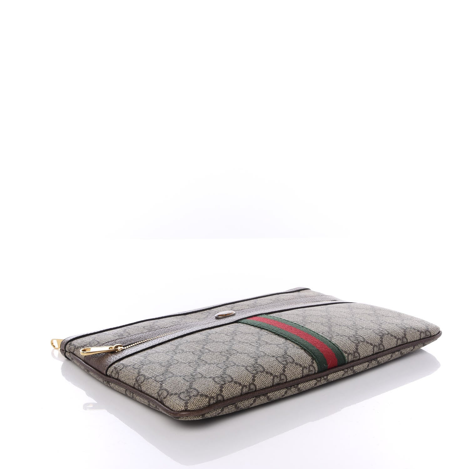 Gucci GG Supreme Monogram Large Ophidia Pouch Clutch Brown 3 of 8