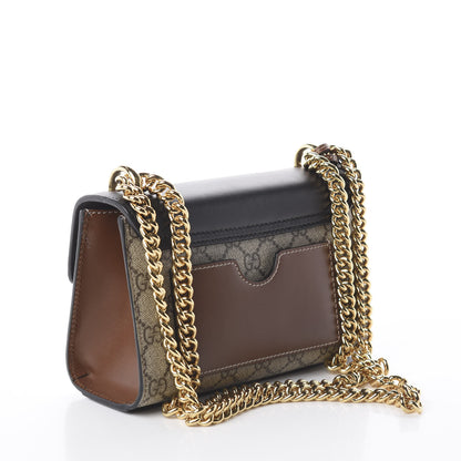 Gucci GG Supreme Monogram Calfskin Small Padlock Shoulder Bag Beige Black Cuir 2 of 7