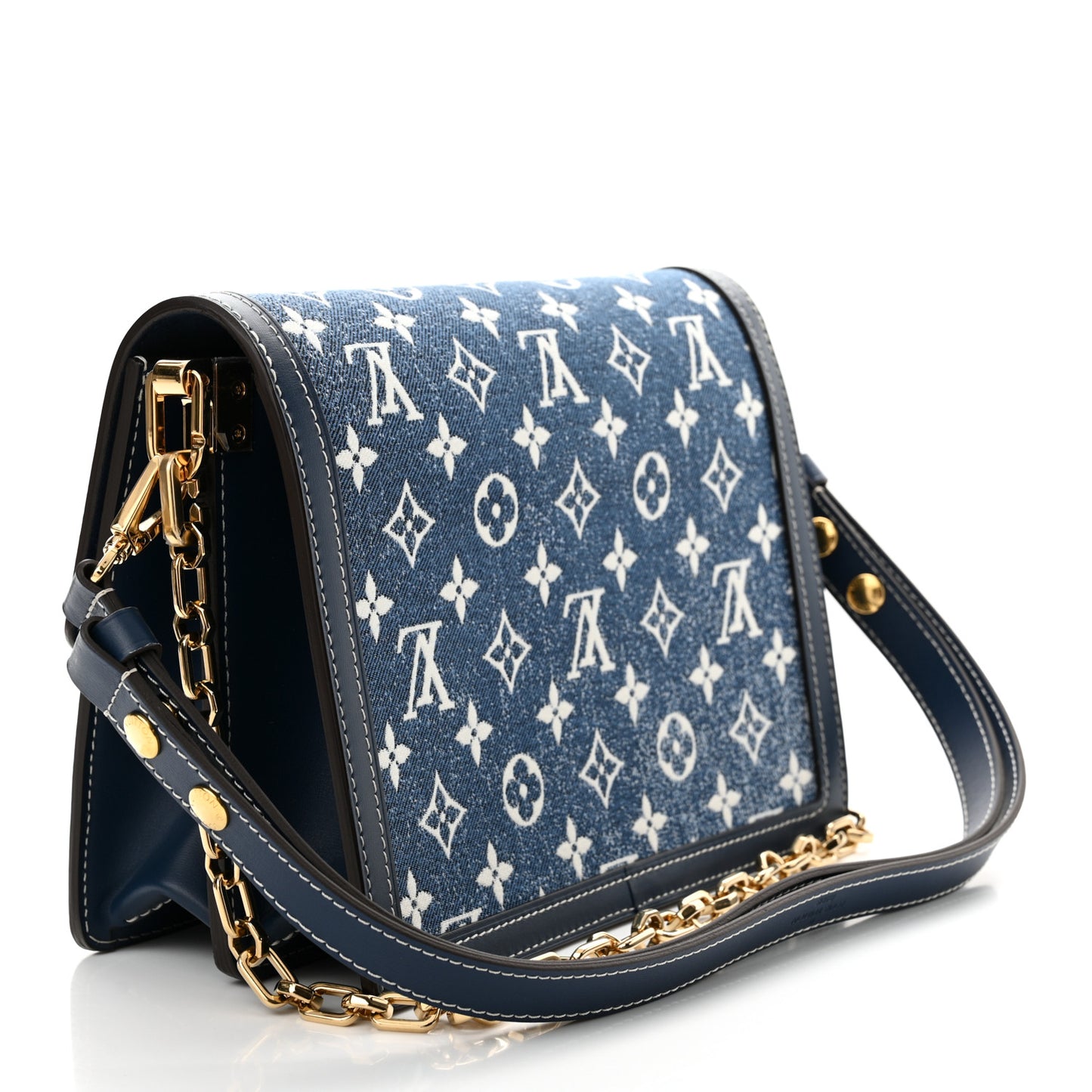 Denim Monogram Jacquard Dauphine MM Bleu