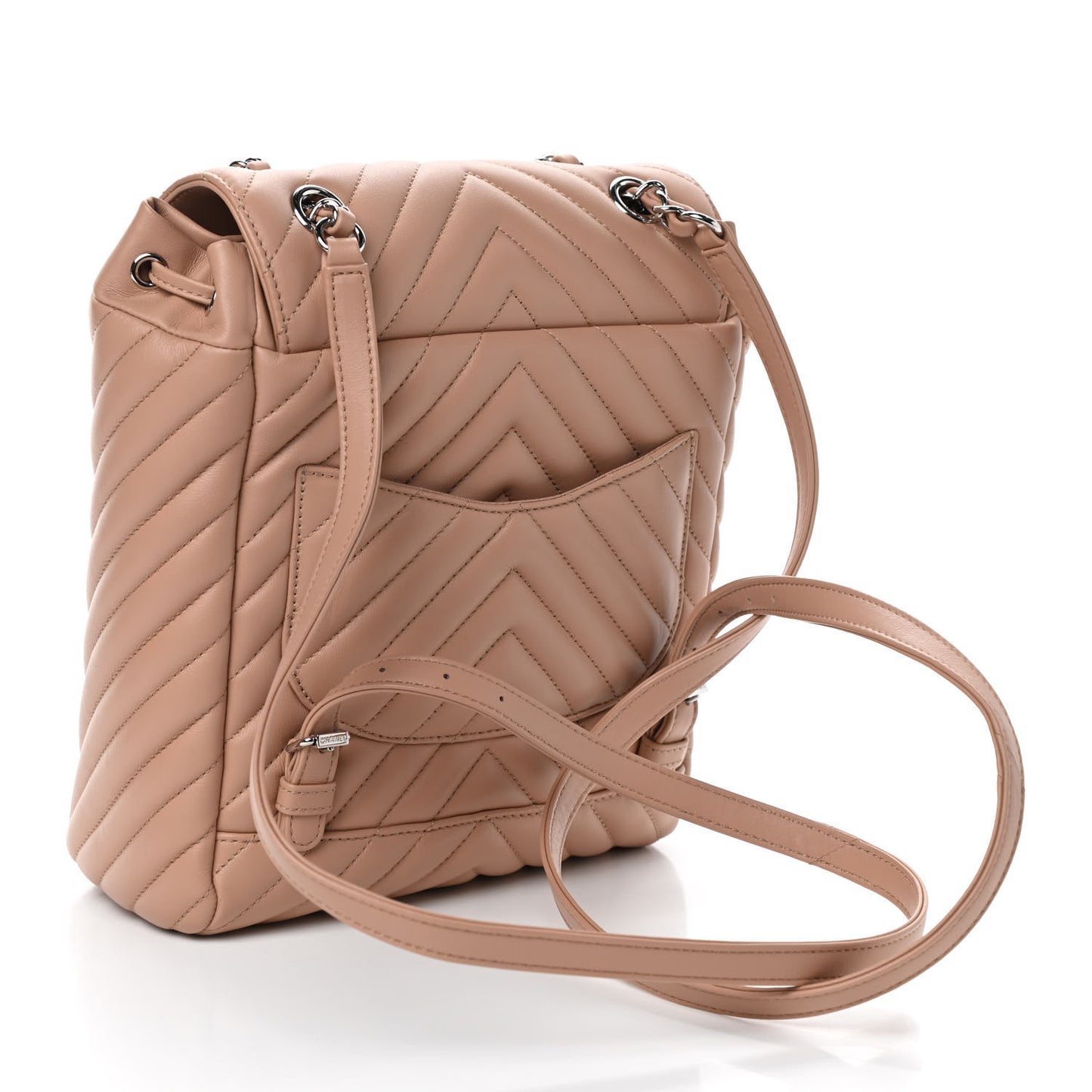 Calfskin Chevron Quilted Small Urban Spirit Backpack Beige