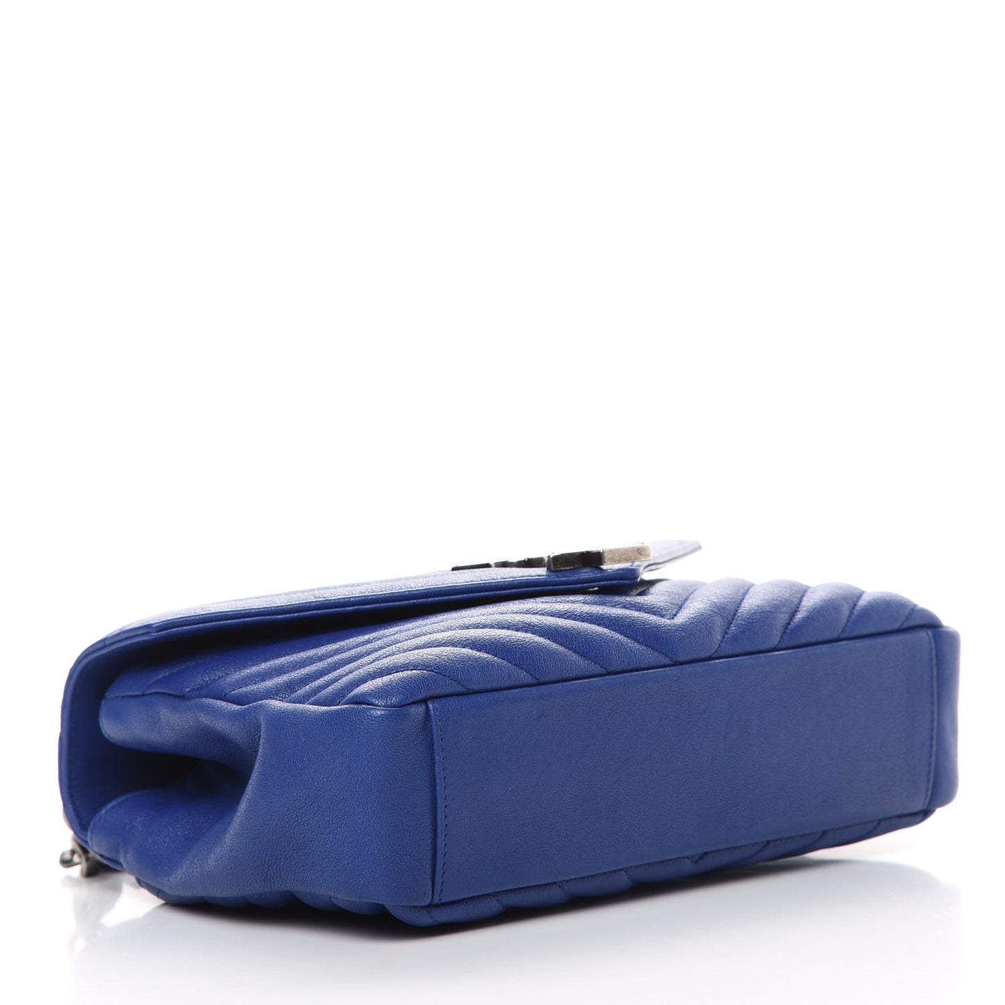 Sheepskin Matelasse Chevron Monogram Medium College Bag Outremer