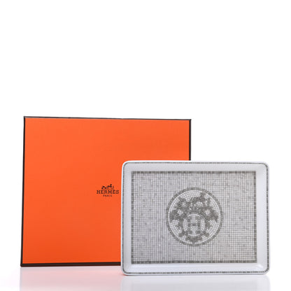 Hermes Porcelain Mosaique Au 24 Sushi Plate Platine 6 of 6