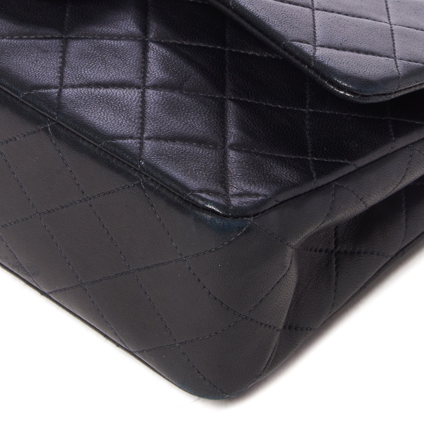 Lambskin Quilted Medium Double Flap Black