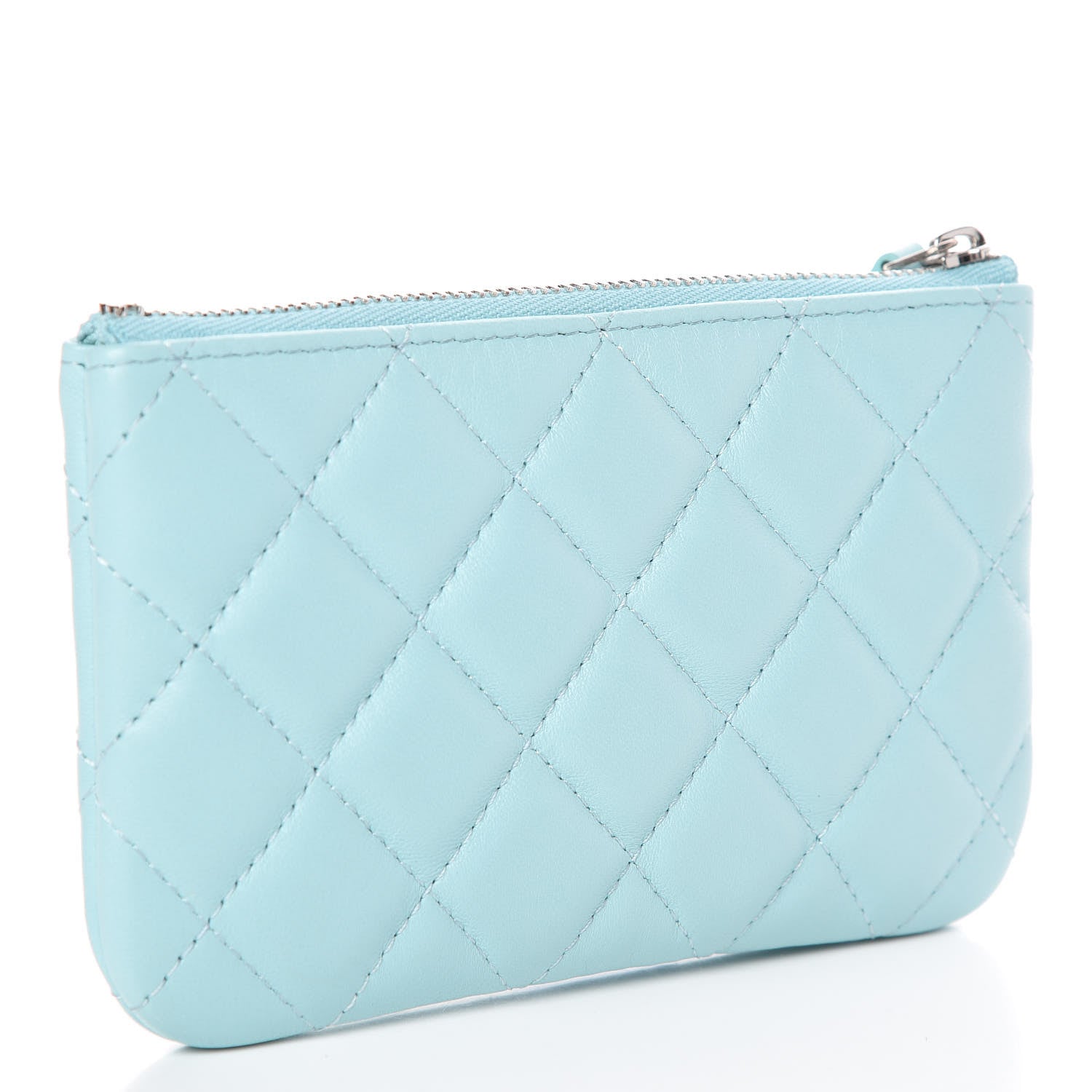 Chanel Lambskin Quilted Small Cosmetic Case Light Blue 3 of 9