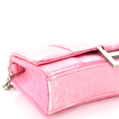 Balenciaga Nappa Denim Printed Hourglass Chain Bag Denim Pink 8 of 9