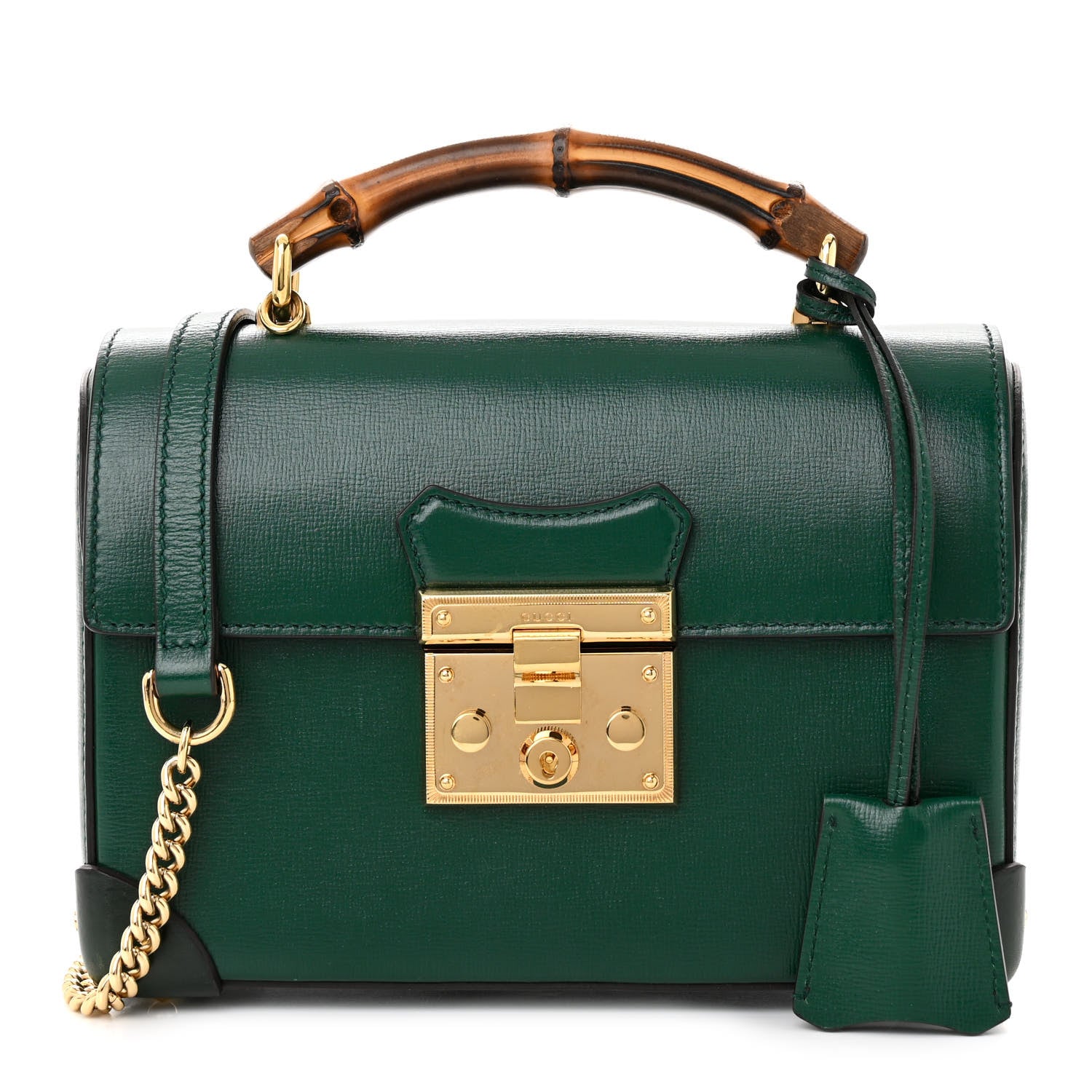 Gucci Azalea Calfskin Small Padlock Bamboo Shoulder Bag Vintage Green 1 of 11