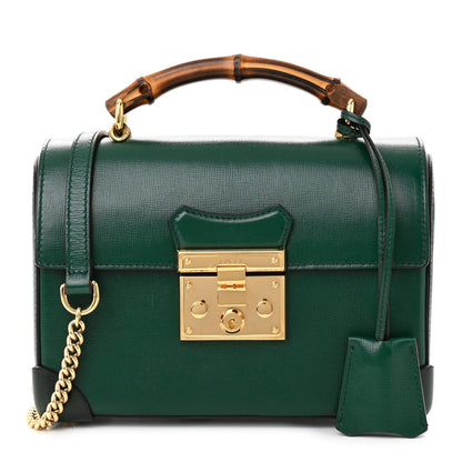 Gucci Azalea Calfskin Small Padlock Bamboo Shoulder Bag Vintage Green 1 of 11