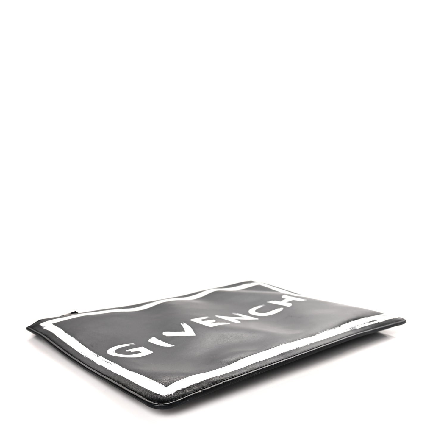 Smooth Calfskin Graffiti Paint Logo Pouch Black
