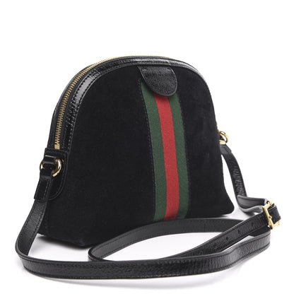 Gucci Suede Patent Web GG Small Ophidia Dome Shoulder Bag Black 3 of 10