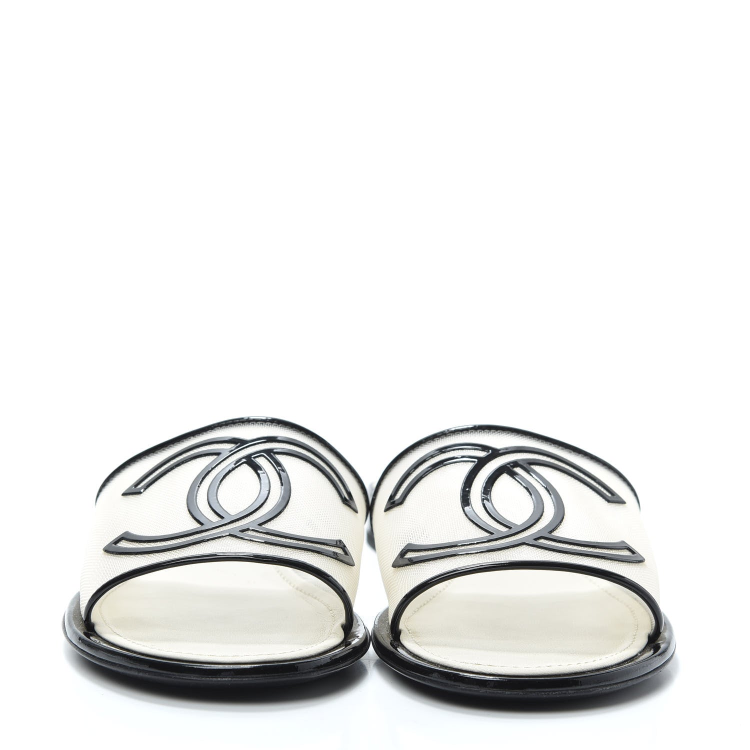 Chanel Mesh Patent Calfskin CC Sandal Mule 37 Black 2 of 7