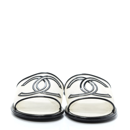 Chanel Mesh Patent Calfskin CC Sandal Mule 37 Black 2 of 7