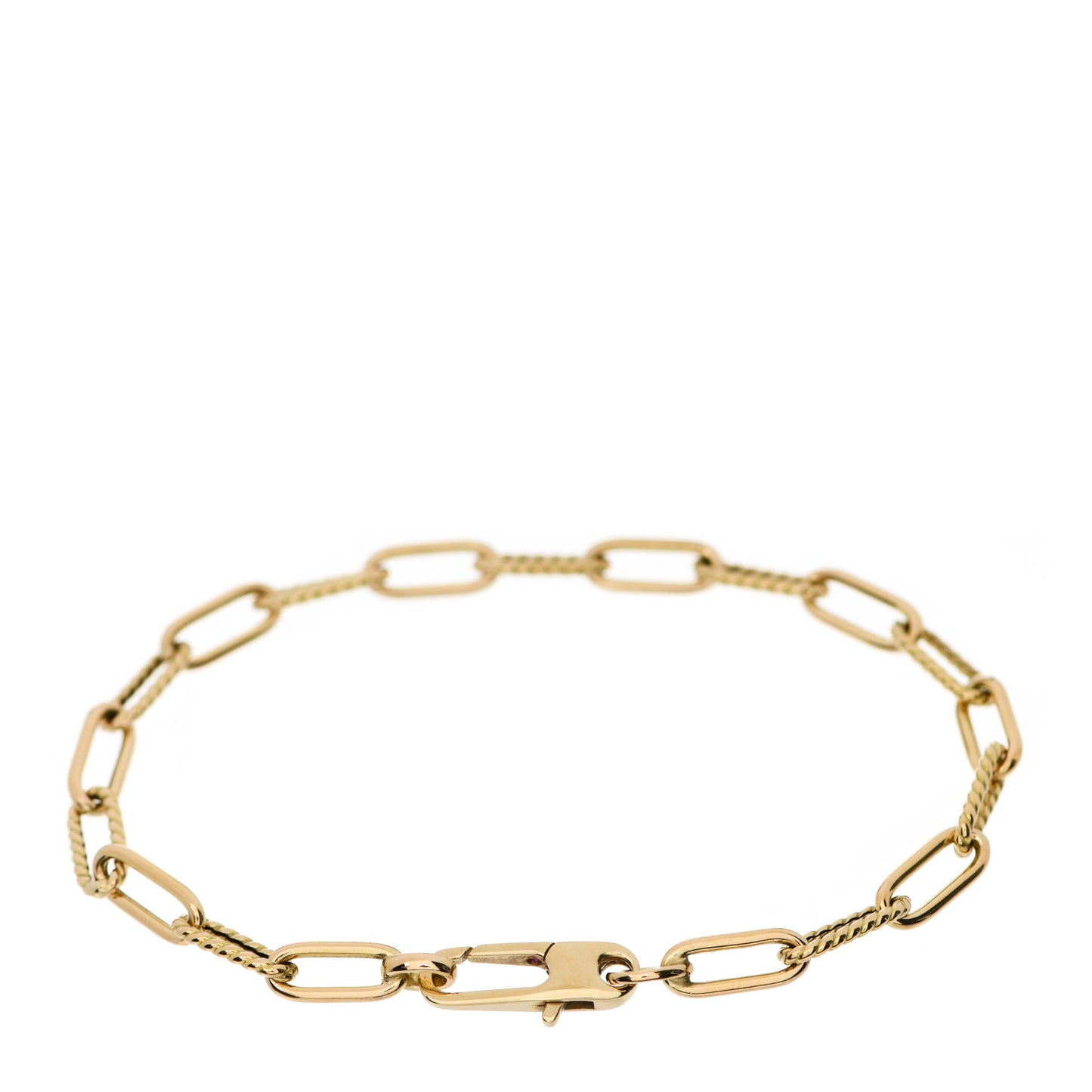 18K Yellow Gold Roped Paper Clip Link Bracelet