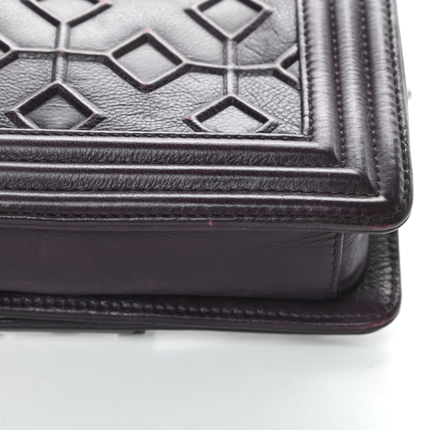Chanel Calfskin Crystal Embossed Small Boy Flap Plum 14 of 15