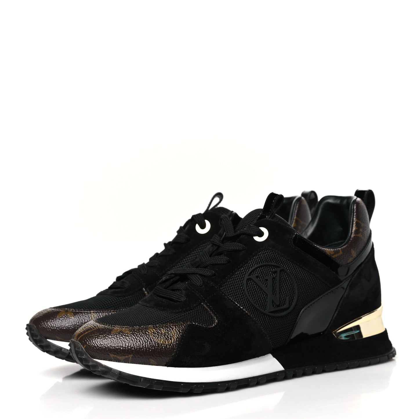 Suede Monogram Run Away Sneakers 39 Black