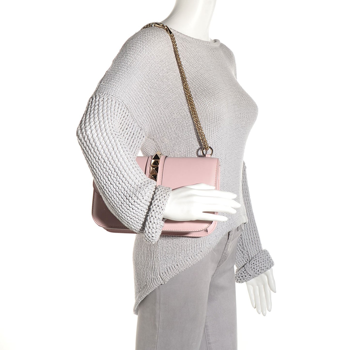 Vitello Medium Glam Lock Rockstud Flap Water Rose