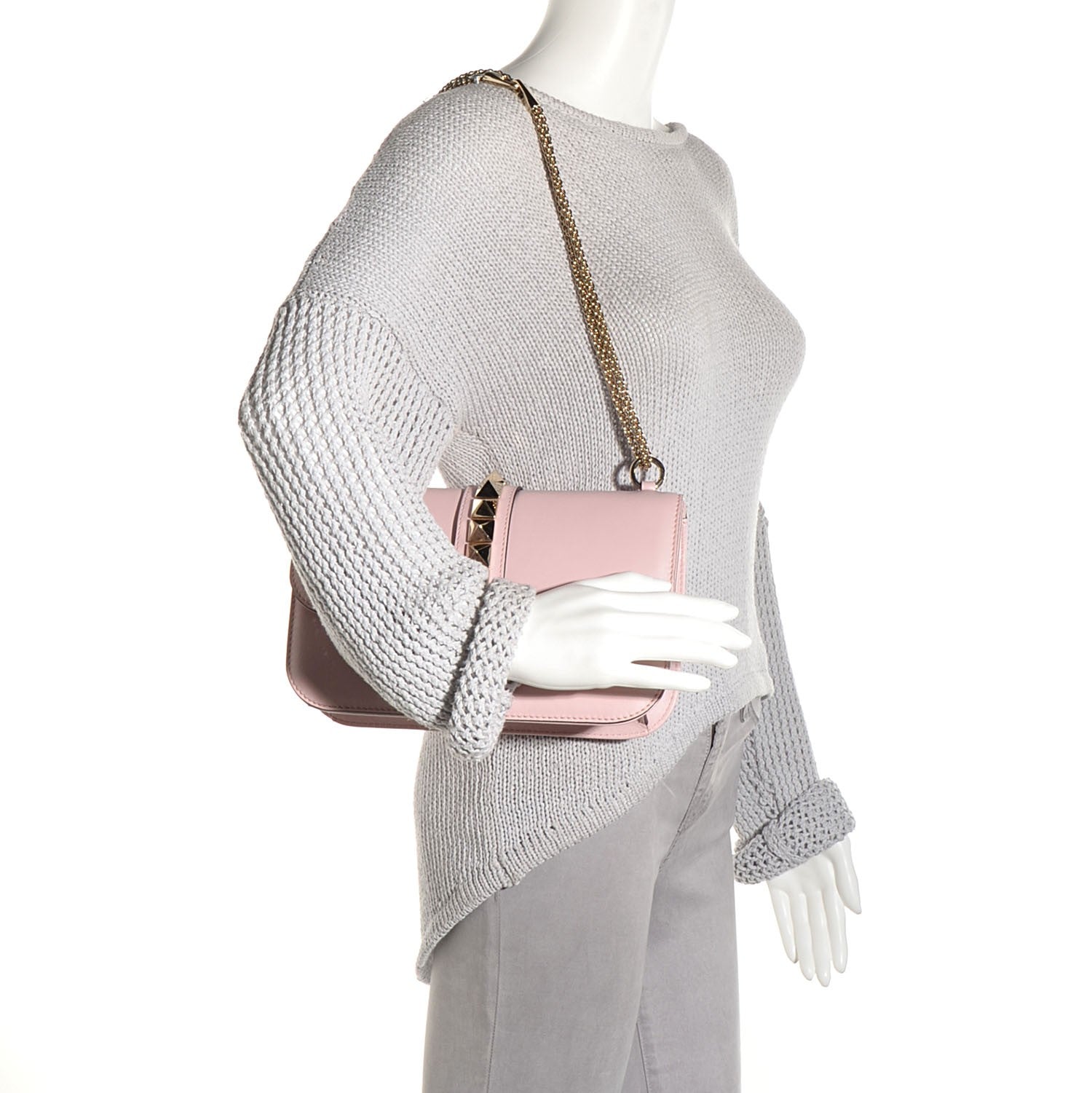 Valentino Garavani Vitello Medium Glam Lock Rockstud Flap Water Rose 1 of 8