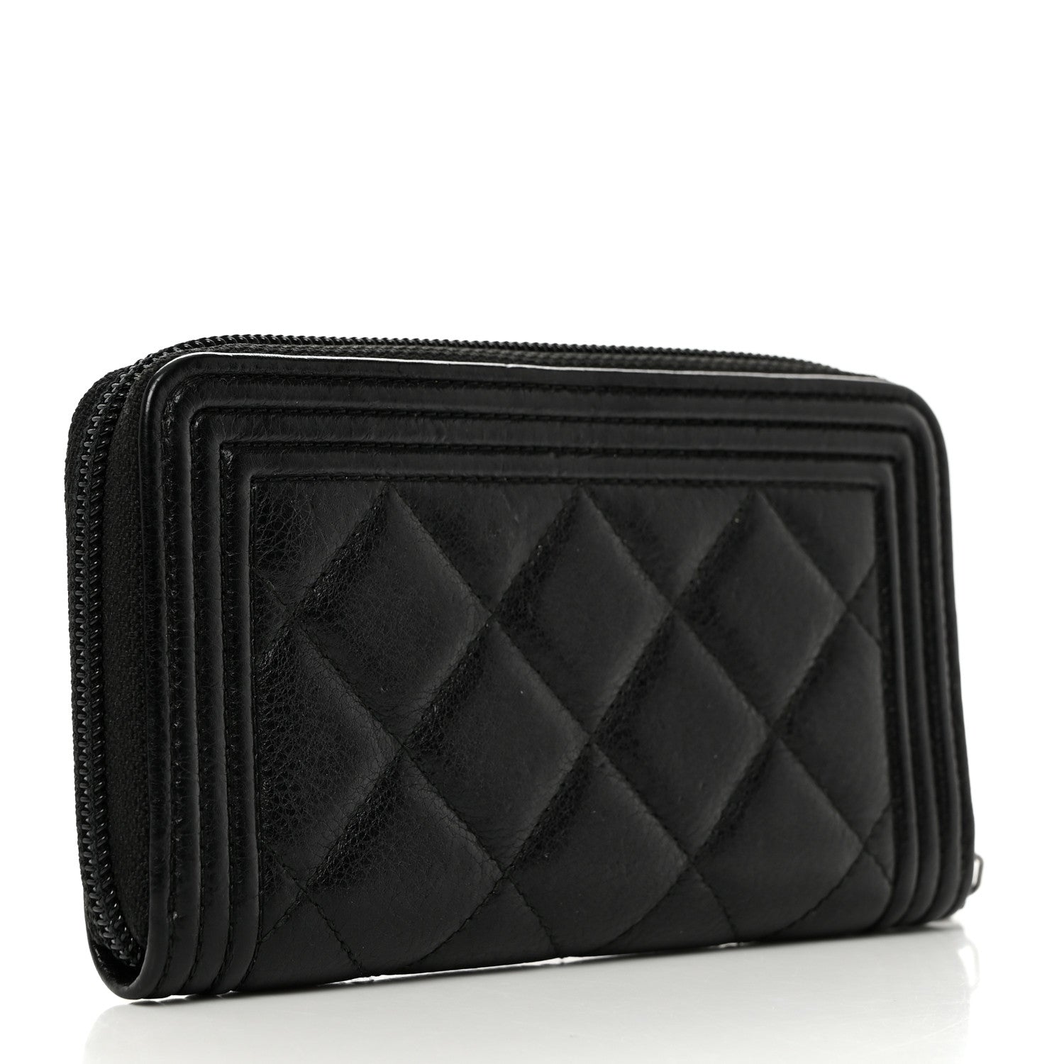 Chanel Caviar Quilted Small Boy Zip Around Wallet Black 3 of 10