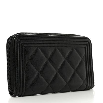 Chanel Caviar Quilted Small Boy Zip Around Wallet Black 3 of 10