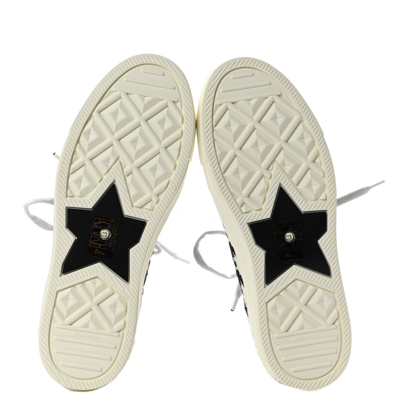 Canvas Macro Houndstooth Embroidered Womens Walk'N'Dior Low Top Sneakers 37.5 White Black