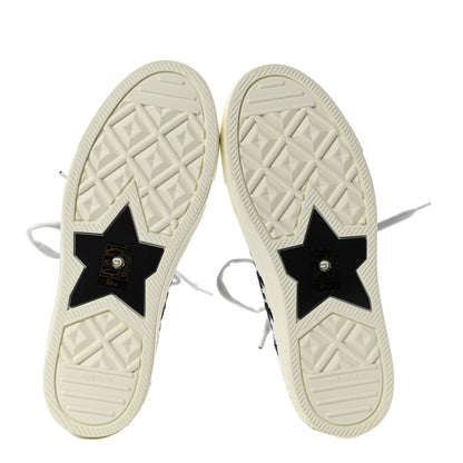 Christian Dior Canvas Macro Houndstooth Embroidered Womens Walk'N'Dior Low Top Sneakers 37.5 White Black 5 of 9