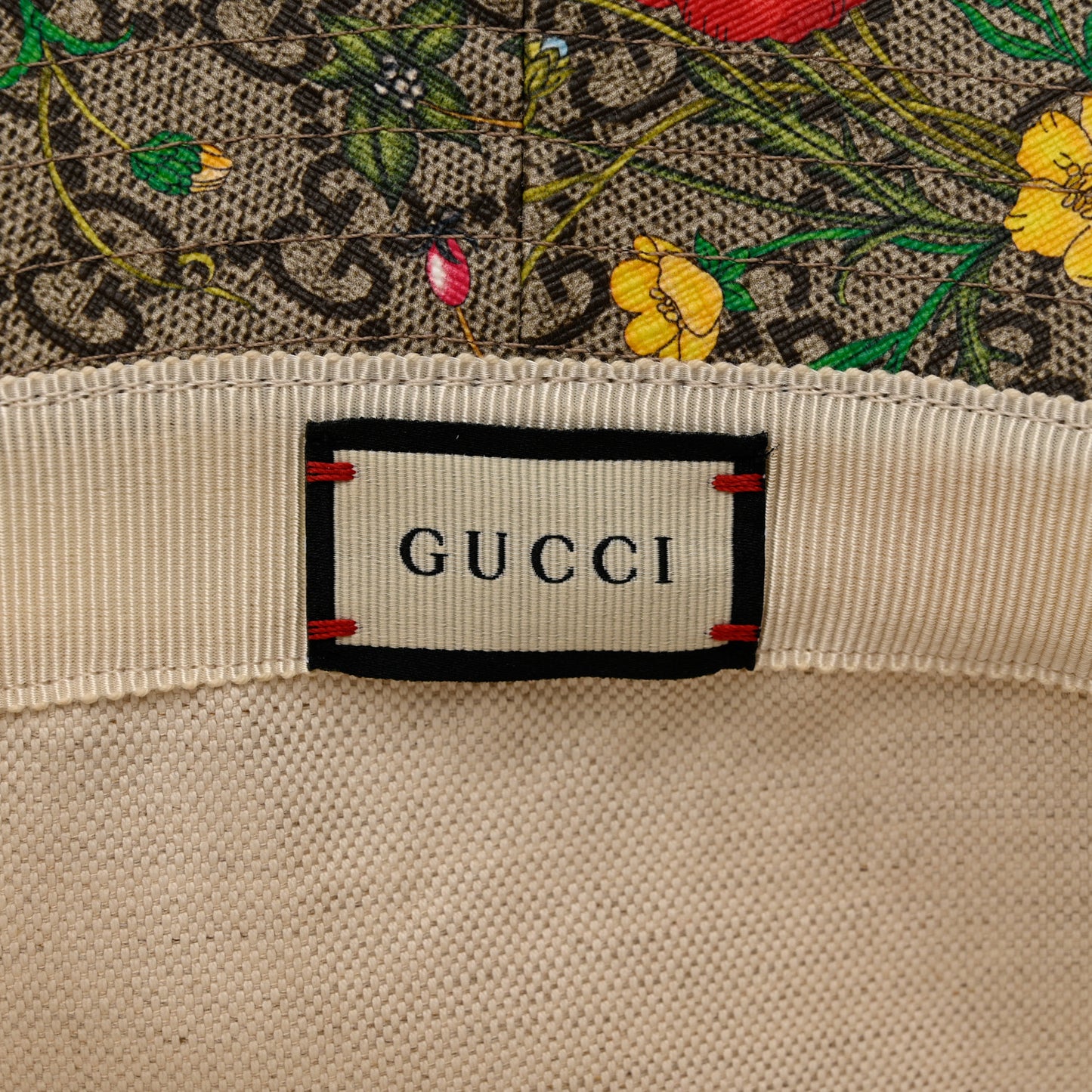 GG Supreme Monogram Flora Bucket Hat White