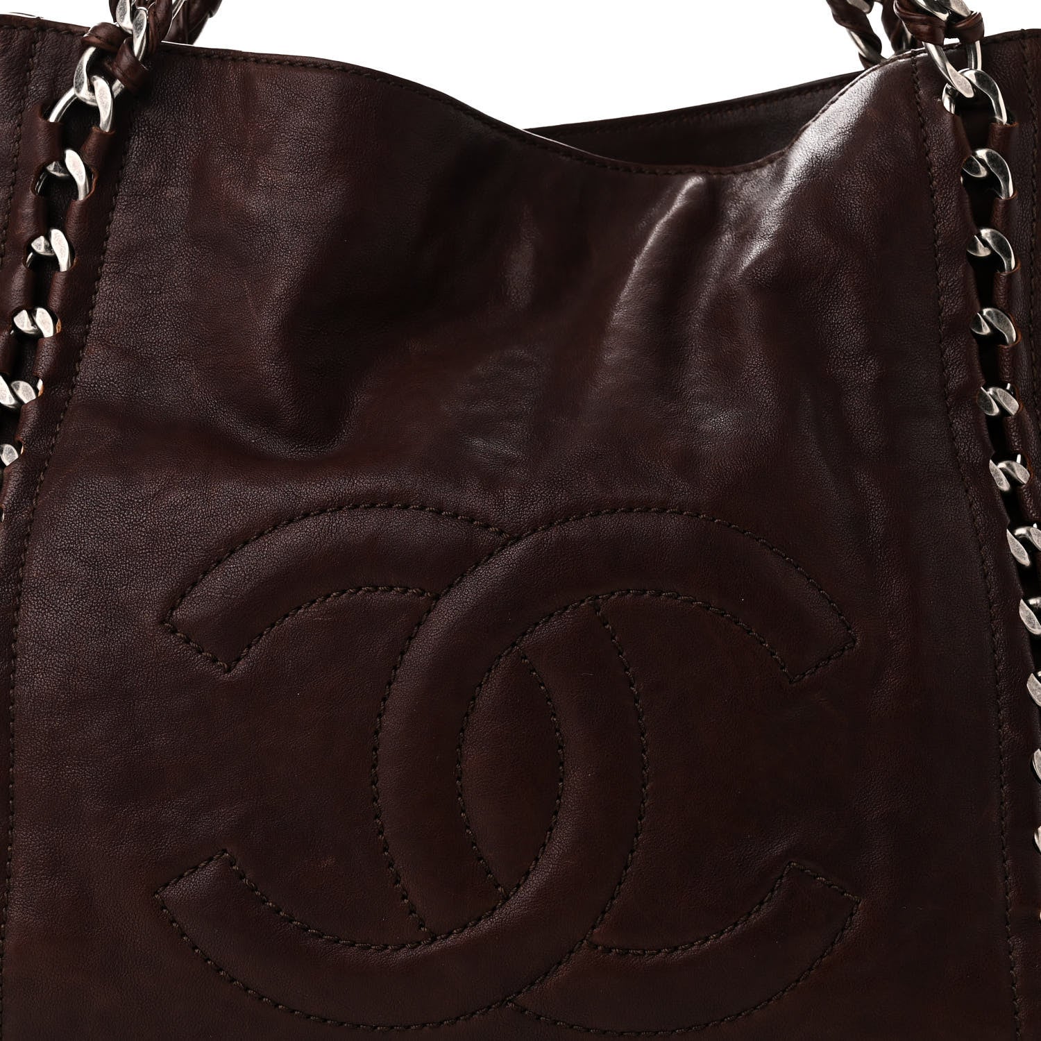Chanel Glazed Calfskin Modern Chain Tote Burgundy 8 of 10