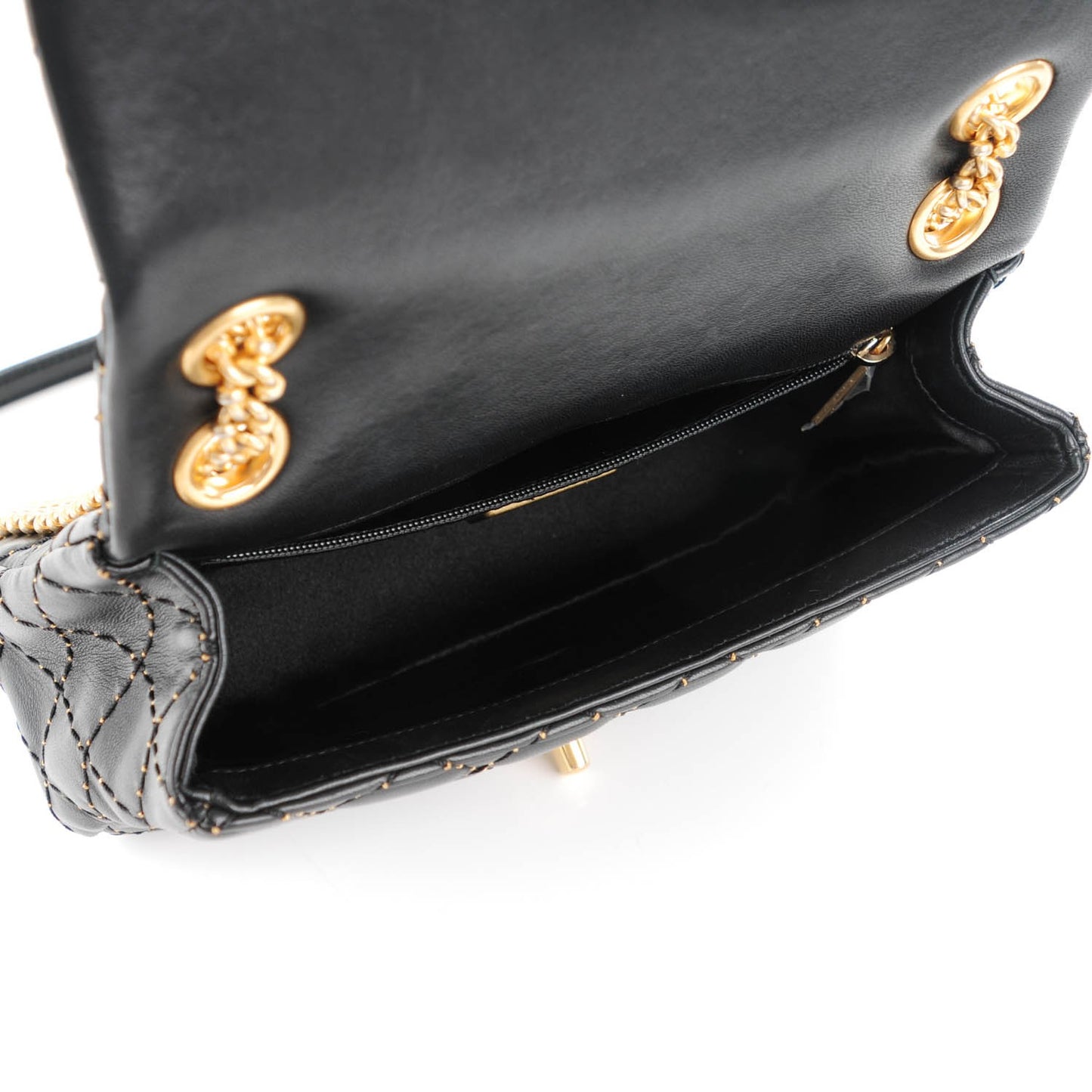 Lambskin Quilted Mini Studded Flap Black