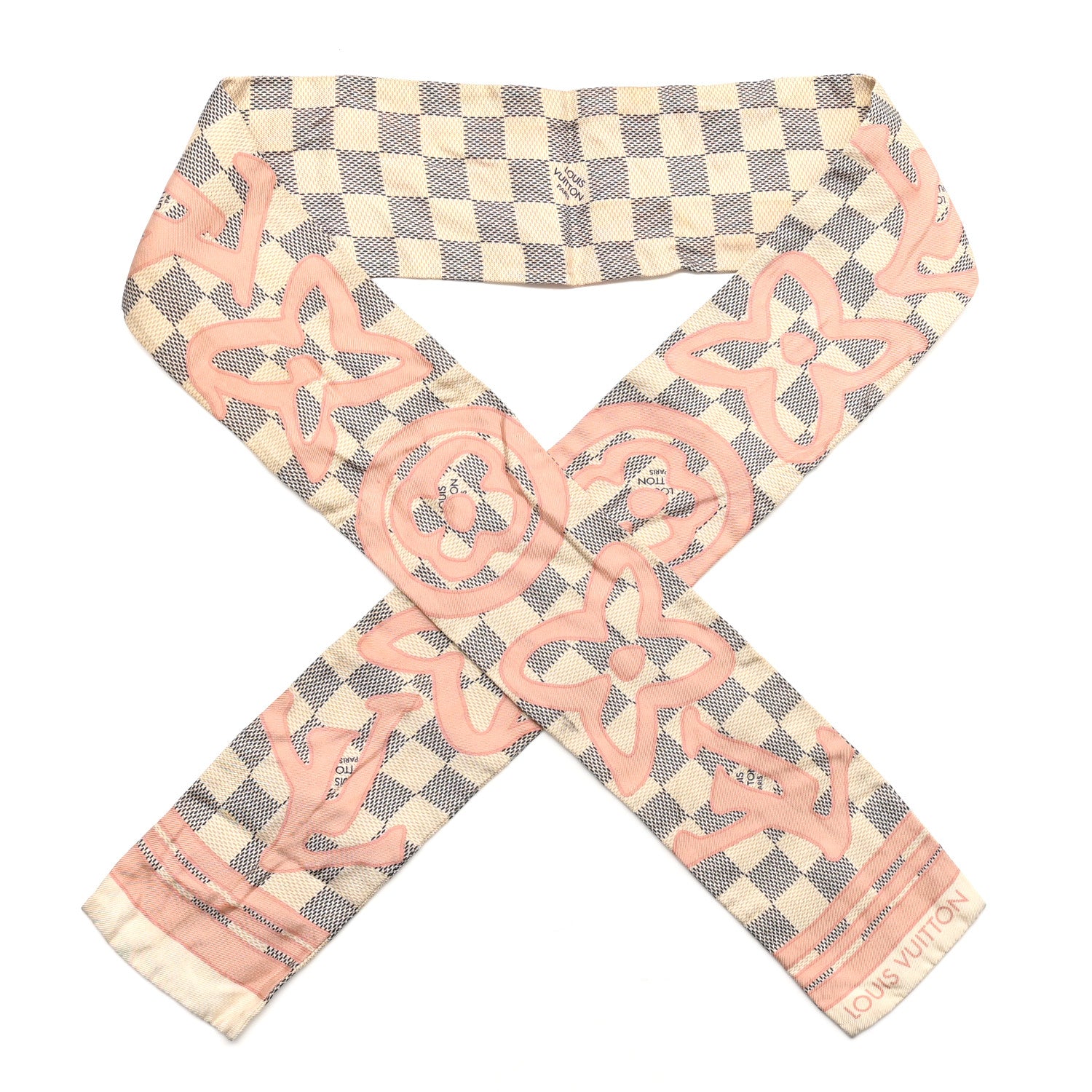Louis Vuitton Silk Damier Azur Tahitienne Bandeau Rose Ballerine 1 of 5
