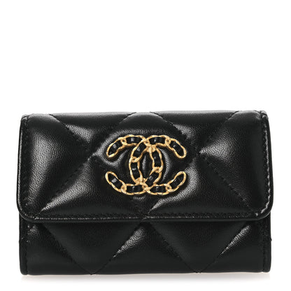 Chanel Lambskin Quilted Chanel 19 Flap Card Holder Black 1 of 9