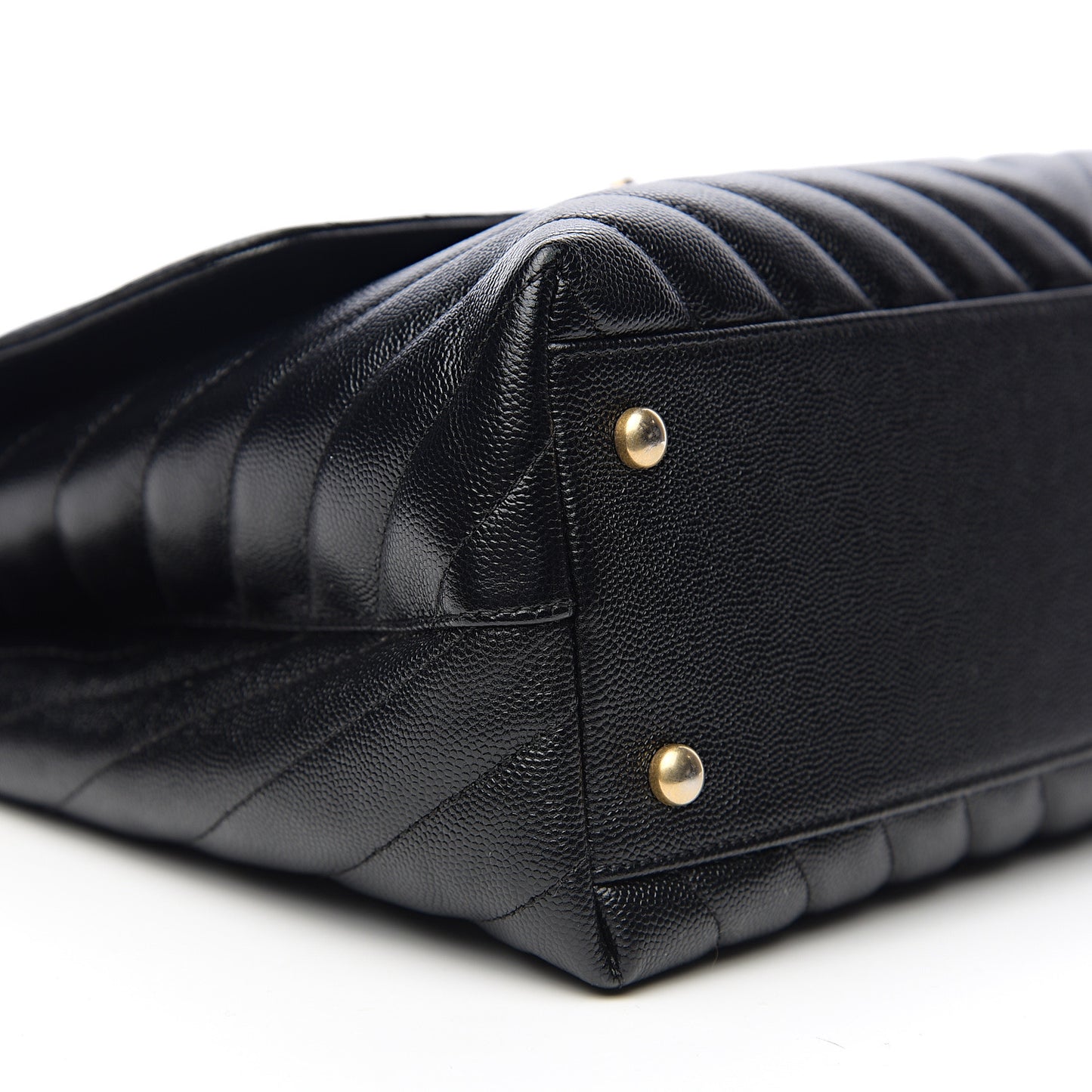 Caviar Chevron Quilted Medium Coco Handle Flap Black