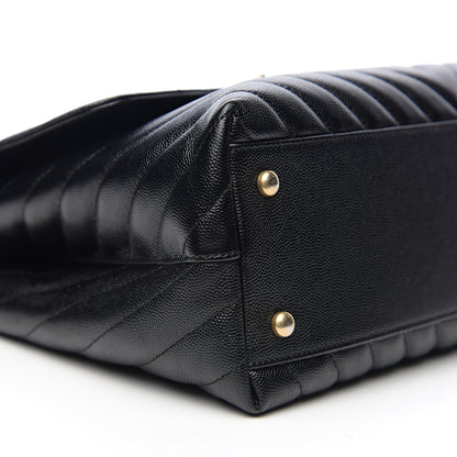 Chanel Caviar Chevron Quilted Medium Coco Handle Flap Black 8 of 9