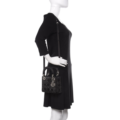 Christian Dior Satin Crystal Cannage Mini Lady Dior Black 2 of 11