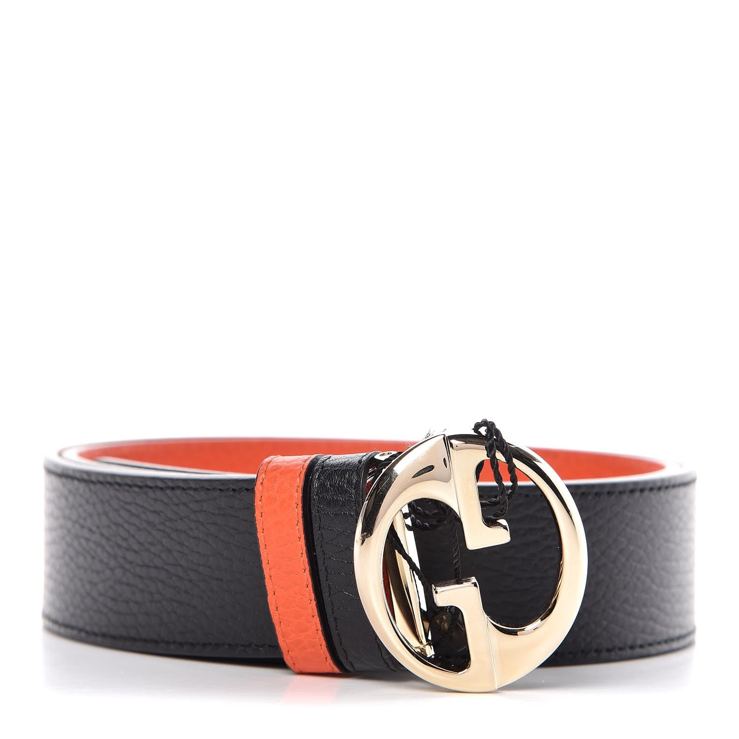 Gucci Calfskin 1973 Reversible Belt 90 36 Orange Black 1 of 6