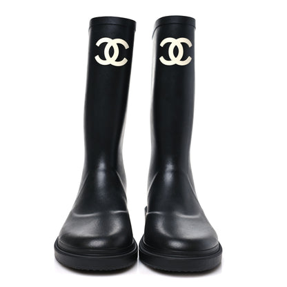 Chanel Caoutchouk CC High Boots 38 Black 3 of 10