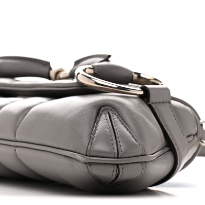 Gucci Nappa Vertical Matelasse Small Maxi Horsebit Chain Shoulder Bag Gray 10 of 10