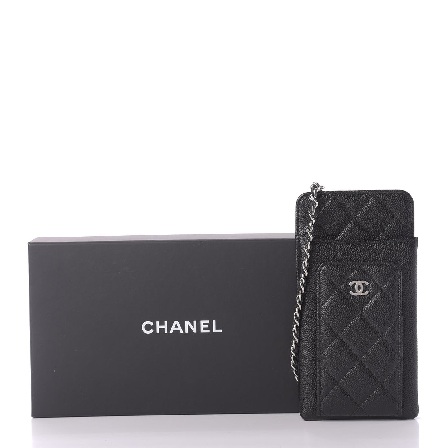 Caviar Quilted Zip Phone Case Black