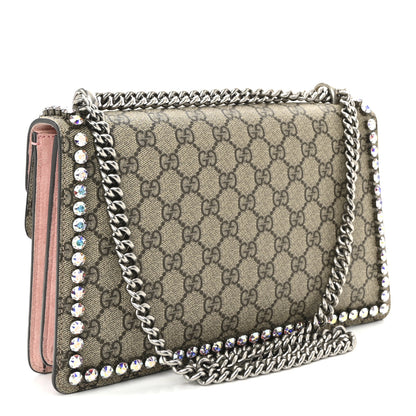 Gucci GG Supreme Monogram Suede Crystal Small Dionysus Shoulder Bag Beige Ebony Light Peonia 3 of 10