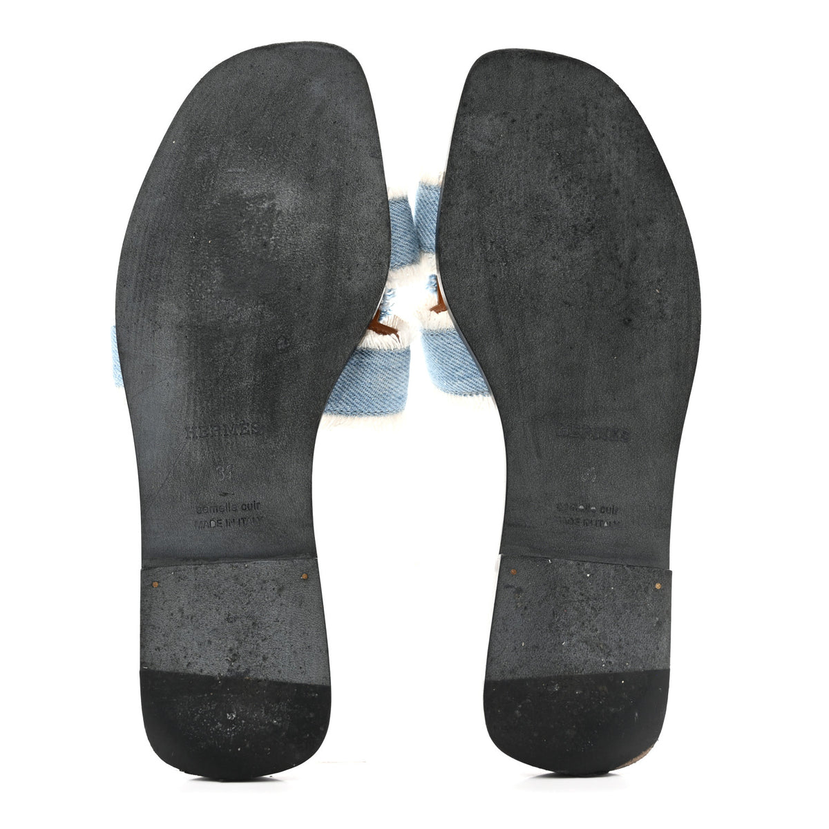 Denim Oran Fringe Sandals 37 Bleu Clair