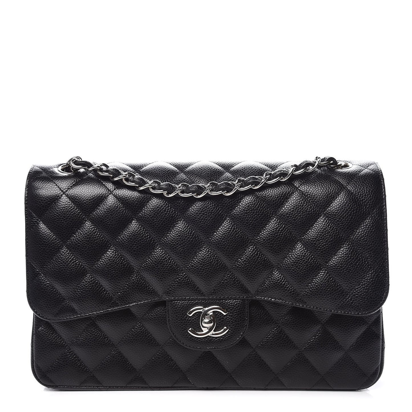 Caviar Quilted Jumbo Double Flap Black