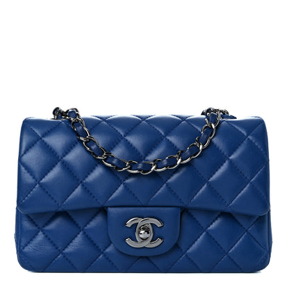 Chanel Lambskin Quilted Mini Rectangular Flap Blue 1 of 12
